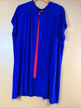 HC1016 Citiknits Royal Blue s/s cardigan with red tank top